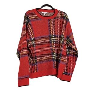 Cozy red plaid sweater